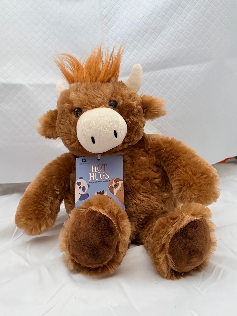Aroma Home Brown and Cream Highland Cow Plush - Hot Hugs